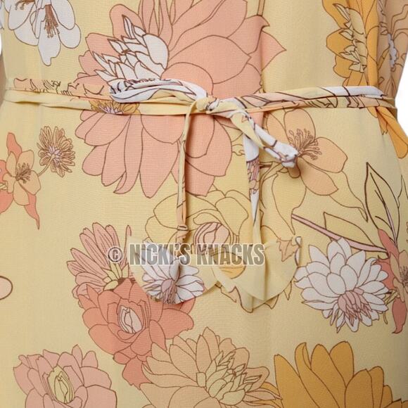 Eliza J Yellow Floral Halter High Low Dress Sleeveless Tie Back Midi Size 10 NWT - Picture 5 of 12